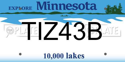 TIZ43B Minnesota License Plate