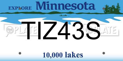 TIZ43S Minnesota License Plate