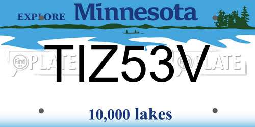 TIZ53V Minnesota License Plate