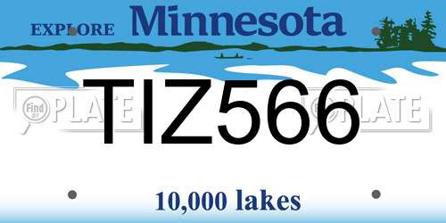 TIZ566 Minnesota License Plate