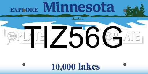 TIZ56G Minnesota License Plate