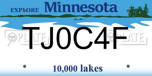 TJ0C4F Minnesota License Plate