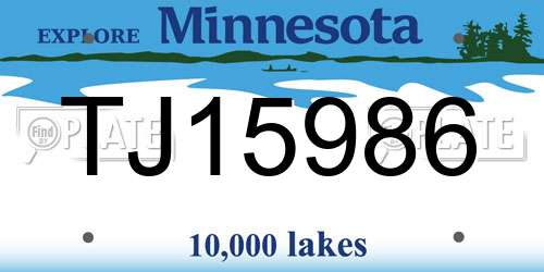 TJ15986 Minnesota License Plate