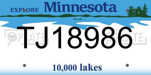 TJ18986 Minnesota License Plate