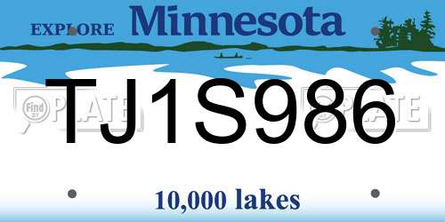 TJ1S986 Minnesota License Plate