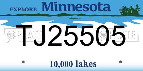 TJ25505 Minnesota License Plate