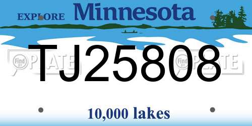 TJ25808 Minnesota License Plate