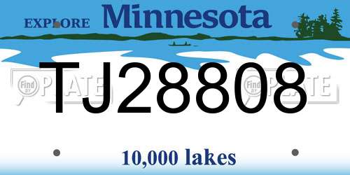 TJ28808 Minnesota License Plate