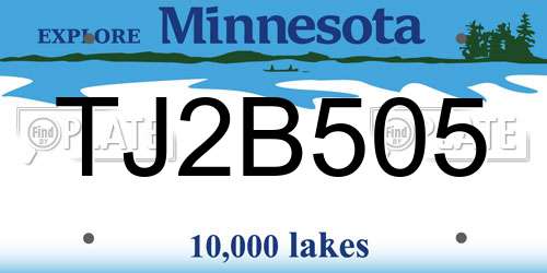 TJ2B505 Minnesota License Plate