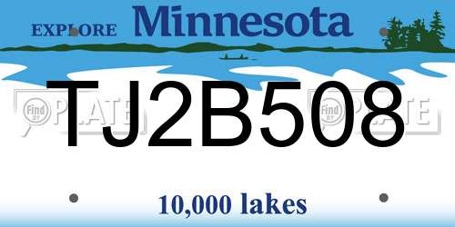 TJ2B508 Minnesota License Plate