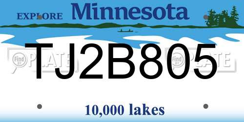 TJ2B805 Minnesota License Plate