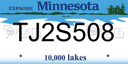 TJ2S508 Minnesota License Plate
