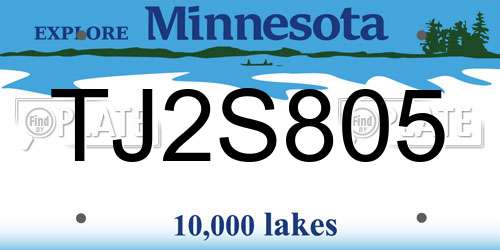 TJ2S805 Minnesota License Plate