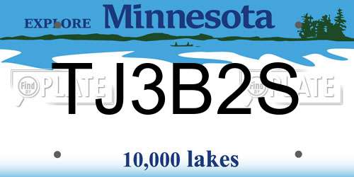 TJ3B2S Minnesota License Plate
