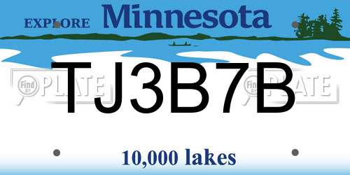 TJ3B7B Minnesota License Plate