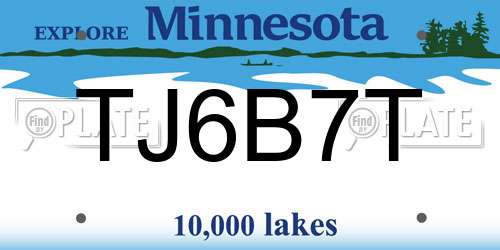 TJ6B7T Minnesota License Plate