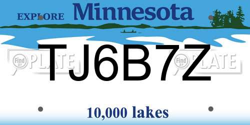 TJ6B7Z Minnesota License Plate
