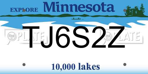 TJ6S2Z Minnesota License Plate