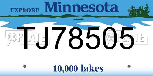 TJ78505 Minnesota License Plate