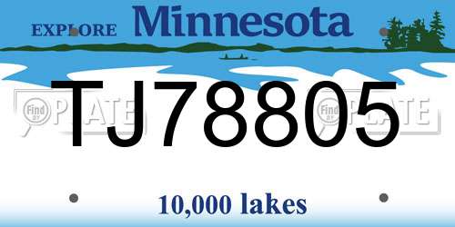 TJ78805 Minnesota License Plate