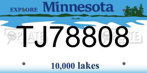 TJ78808 Minnesota License Plate