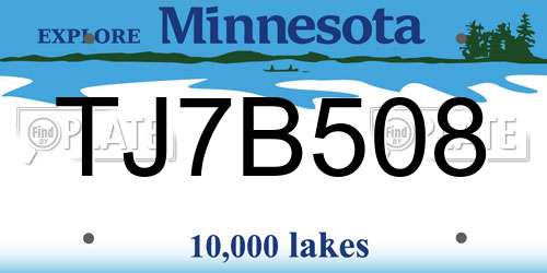 TJ7B508 Minnesota License Plate