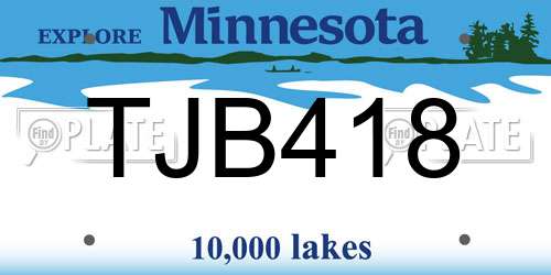 TJB418 Minnesota License Plate