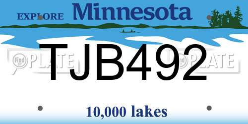 TJB492 Minnesota License Plate