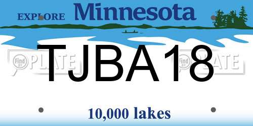 TJBA18 Minnesota License Plate