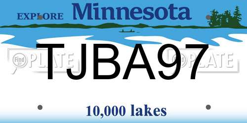 TJBA97 Minnesota License Plate