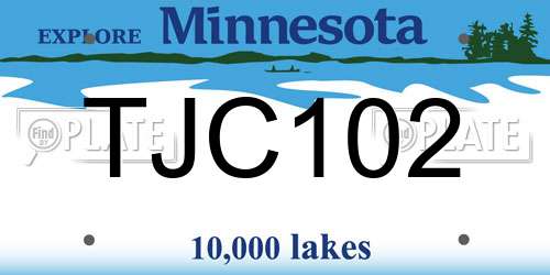 TJC102 Minnesota License Plate