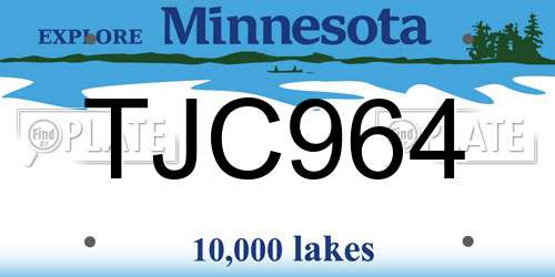 TJC964 Minnesota License Plate