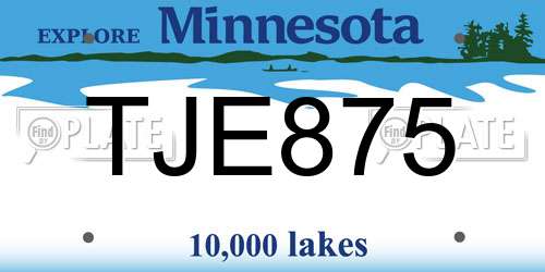 TJE875 Minnesota License Plate