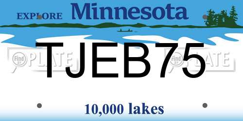 TJEB75 Minnesota License Plate