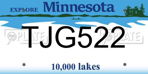 TJG522 Minnesota License Plate