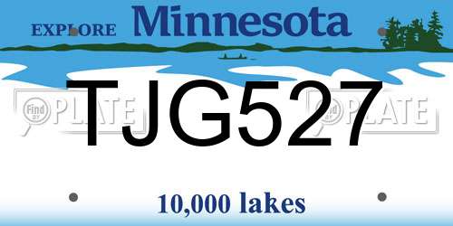 TJG527 Minnesota License Plate