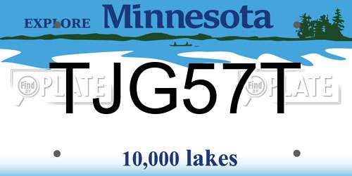 TJG57T Minnesota License Plate