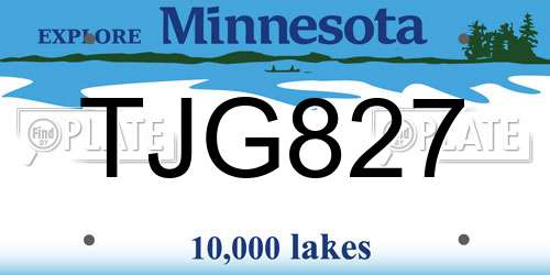 TJG827 Minnesota License Plate