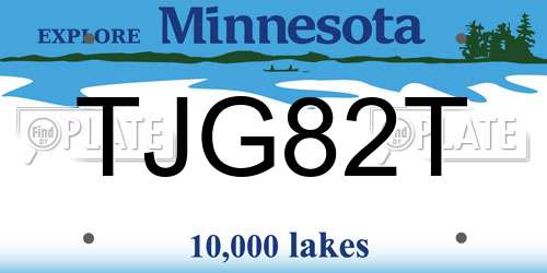 TJG82T Minnesota License Plate