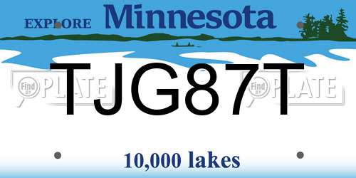 TJG87T Minnesota License Plate