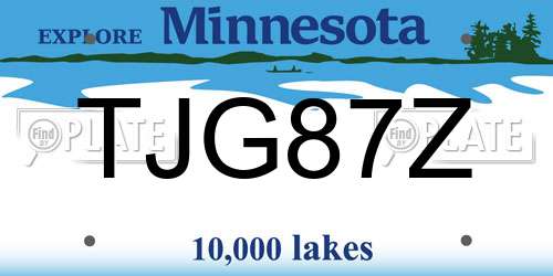 TJG87Z Minnesota License Plate