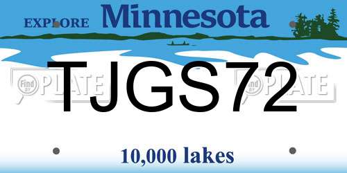 TJGS72 Minnesota License Plate