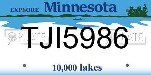 TJI5986 Minnesota License Plate