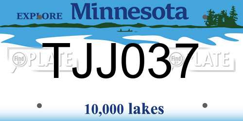 TJJ037 Minnesota License Plate