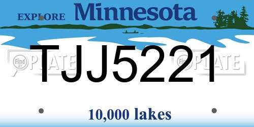 TJJ5221 Minnesota License Plate