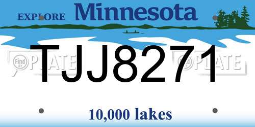 TJJ8271 Minnesota License Plate