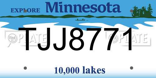 TJJ8771 Minnesota License Plate