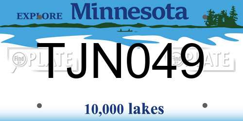 TJN049 Minnesota License Plate