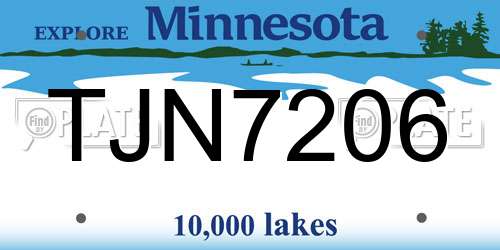 TJN7206 Minnesota License Plate