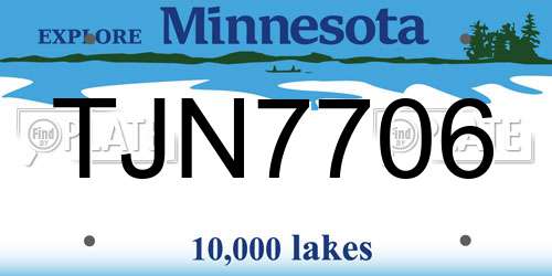 TJN7706 Minnesota License Plate